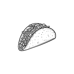 Image showing Taco hand drawn sketch icon.