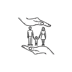 Image showing Family insurance hand drawn sketch icon.