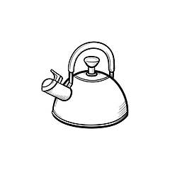 Image showing Kitchen kettle hand drawn sketch icon.