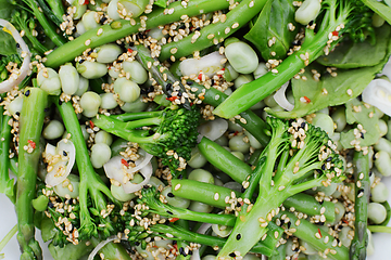 Image showing Spring salad of fresh broccolini and beans