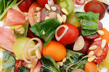 Image showing Detail of colourful fresh tomato salad 