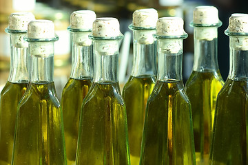 Image showing Olive oil in bottles
