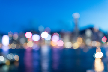 Image showing Blur view of Hong Kong at night