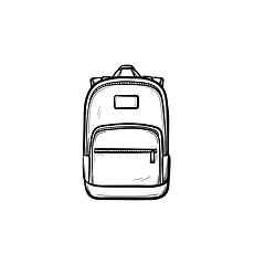 Image showing Backpack hand drawn sketch icon.