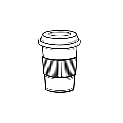 Image showing Plastic cup of chocolate coffee hand drawn icon.