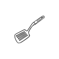 Image showing Kitchen spatula hand drawn sketch icon.