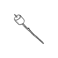 Image showing Marshmallow on stick hand drawn sketch icon.