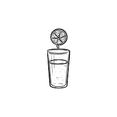 Image showing Glass of juice hand drawn sketch icon.