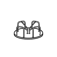 Image showing Playground roundabout hand drawn outline doodle icon.