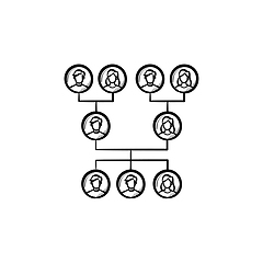 Image showing Family genealogical tree hand drawn sketch icon.