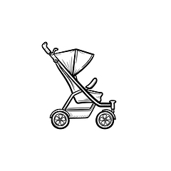 Image showing Baby pushchair hand drawn sketch icon.
