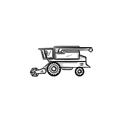 Image showing Combine harvester hand drawn sketch icon.