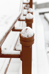 Image showing Metal railing, winter