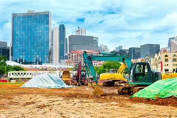 Image showing Excavators at construction site, Singapore