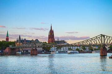 Image showing Frankfurt Cathedral cityscape river bridge