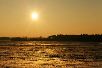 Image showing Winter landscape, the sun