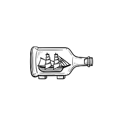 Image showing Ship inside the bottle hand drawn sketch icon.