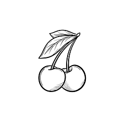 Image showing Cherry hand drawn sketch icon.