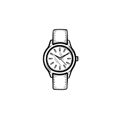 Image showing Wrist watch hand drawn sketch icon.