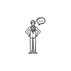 Image showing Talking person hand drawn sketch icon.