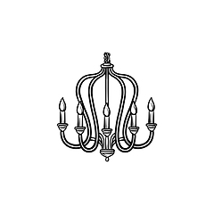 Image showing Chandelier hand drawn sketch icon.