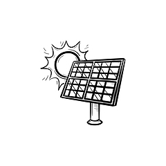 Image showing Solar energy industry hand drawn sketch icon.
