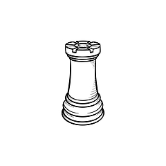 Image showing Chess figure hand drawn sketch icon.