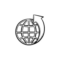 Image showing Globe with latitudes hand drawn sketch icon.