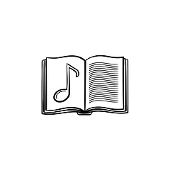 Image showing Music book with note hand drawn sketch icon.