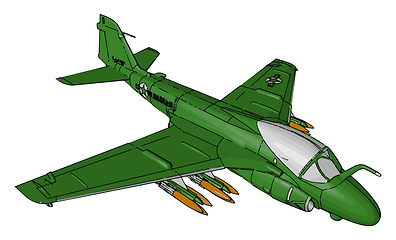 Image showing A fighter aircraft loaded with missile vector or color illustrat