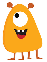 Image showing Yellow and orange monster with four legs and one eye illustratio