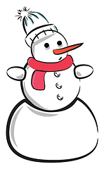 Image showing Snowman hugging golden star vector or color illustration