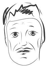 Image showing Simple black and white sketch of a man vector illustration on wh