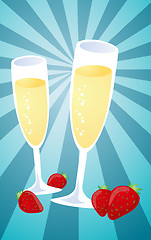 Image showing Champagne and strawberries illustration