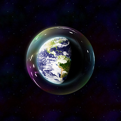 Image showing safe planet earth bubble in space