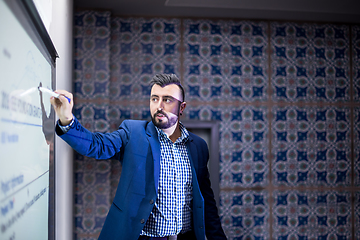 Image showing successful businessman giving presentations at conference room