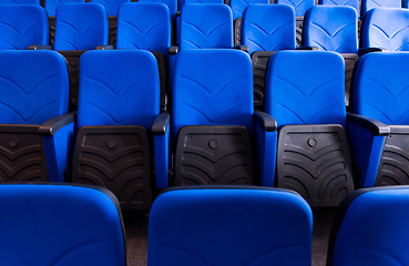 Image showing hall with rows of blue seats