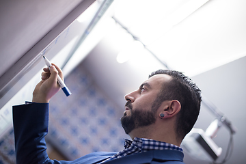 Image showing successful businessman giving presentations at conference room