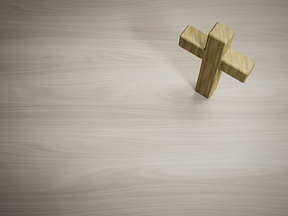 Image showing bright wooden cross symbol with space for text