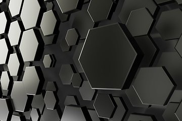 Image showing black and white hexagon background