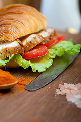 Image showing savory croissant brioche bread with chicken breast 