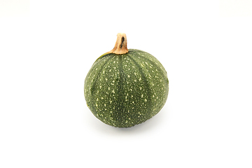 Image showing Small round ornamental gourd with green skin for decoration