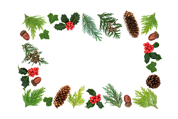 Image showing Traditional Winter Christmas and New Year Greenery Border  