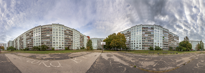 Image showing Soviet time apartment blocks district 360 degree panorama