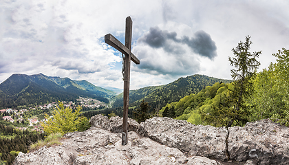 Image showing Panoramic view of Romanian Carpathian mountains