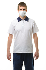 Image showing Portrait of a doctor in a medical mask on a white background