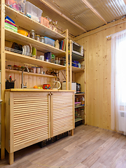 Image showing Interior of a small kitchen in a country cottage