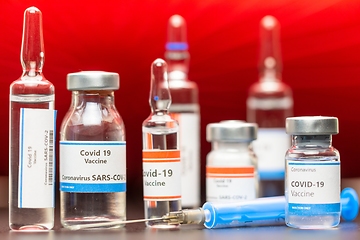 Image showing Vaccine for virus in small bottles