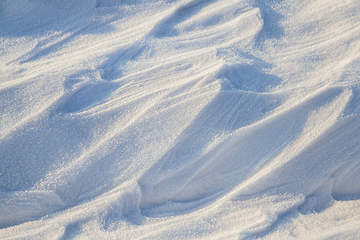 Image showing Snowdrifts, a field in winter