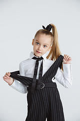 Image showing Girl preparing for school after a long summer break. Back to school.